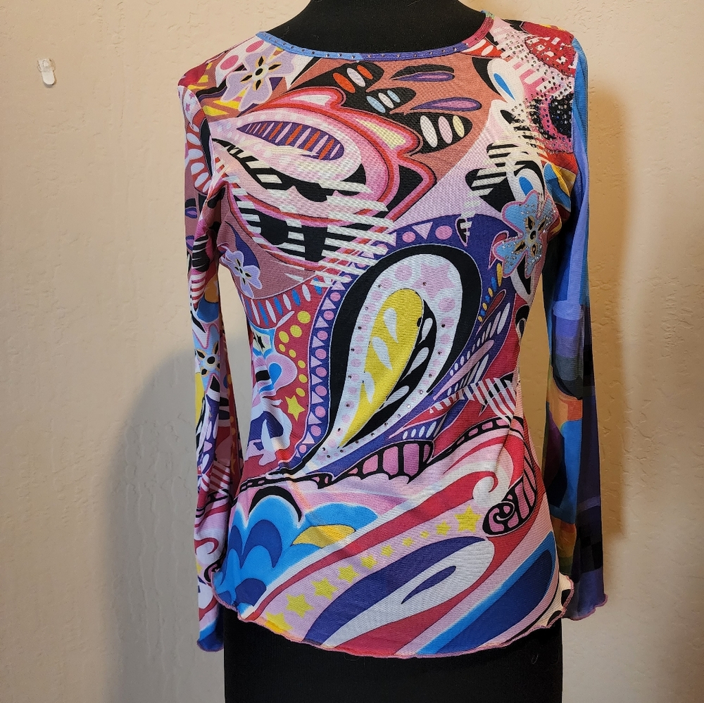 Illusion crystal longsleeve top M NWT
